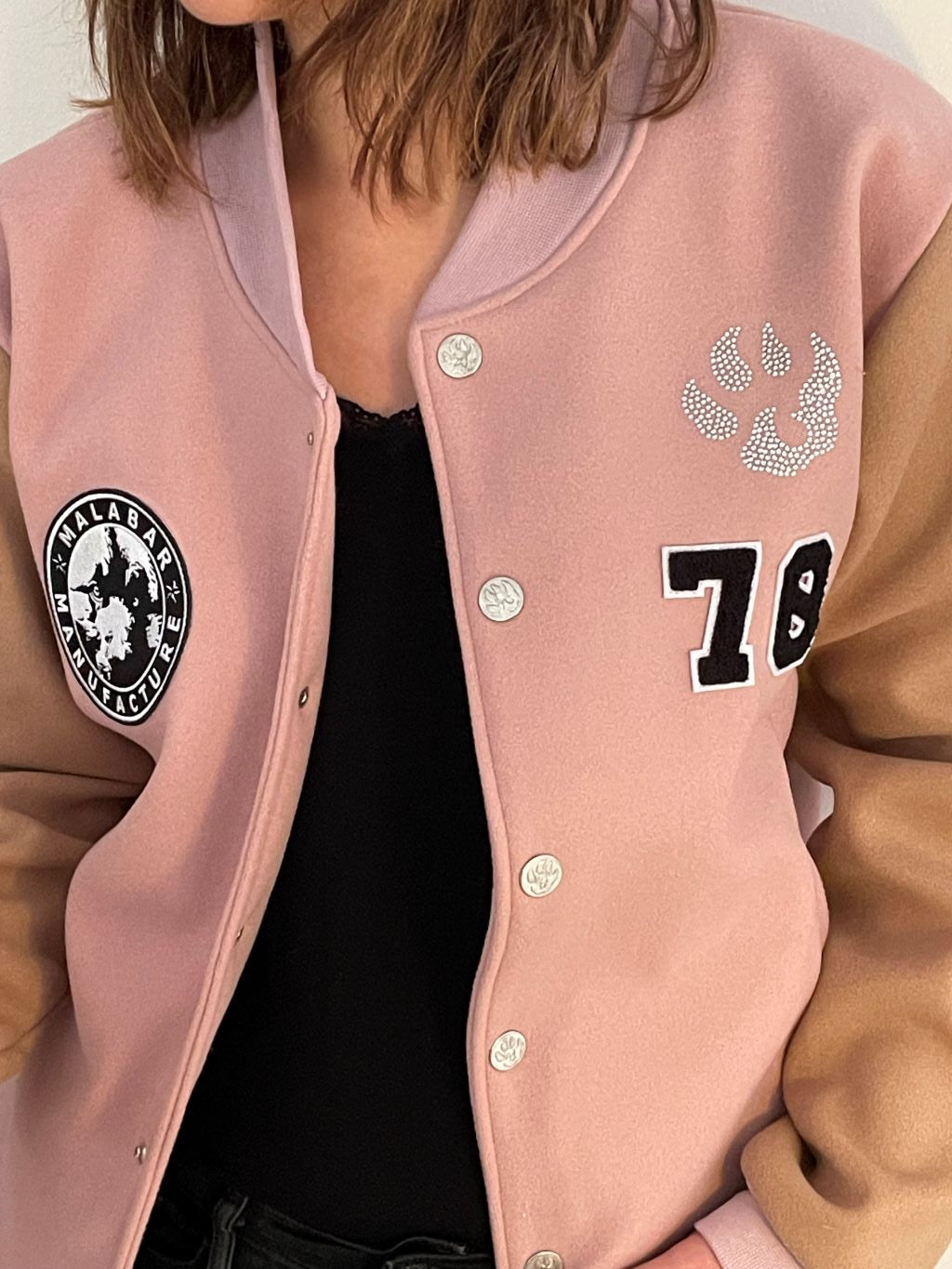 Teddy sportswear à strass – beige rose pâle