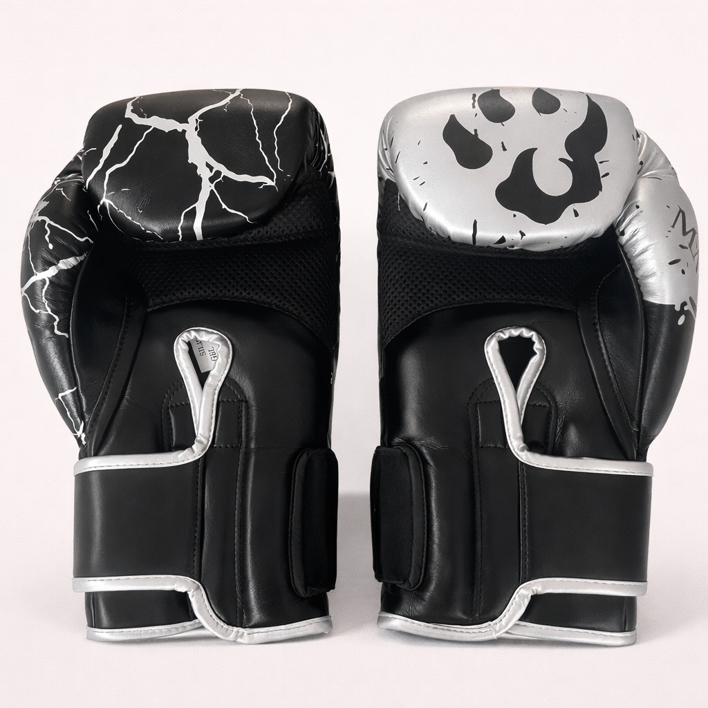 Gants de boxe noir argent