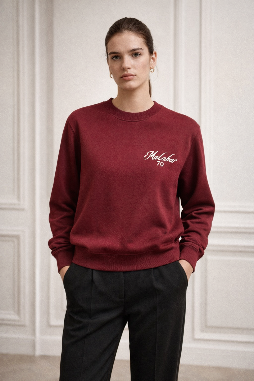 Sweat col rond signature Malabar 70 en coton organique – Confort premium