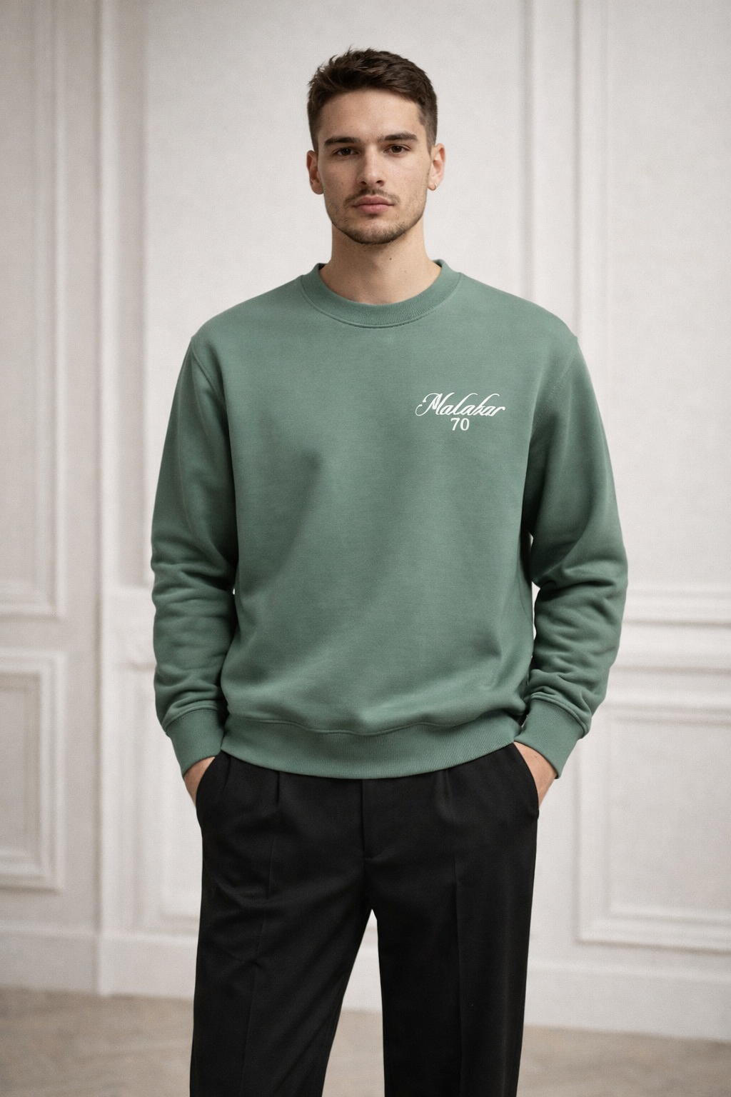 Sweat col rond signature Malabar 70 en coton organique – Confort premium