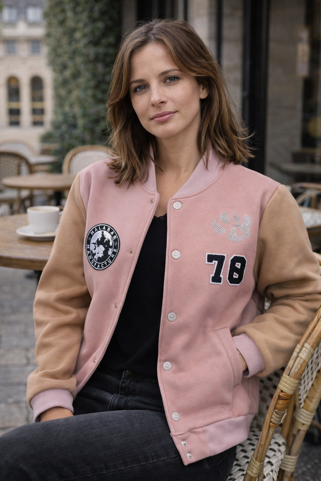 Teddy sportswear Malabar – Édition limitée Strass – Beige rose pâle