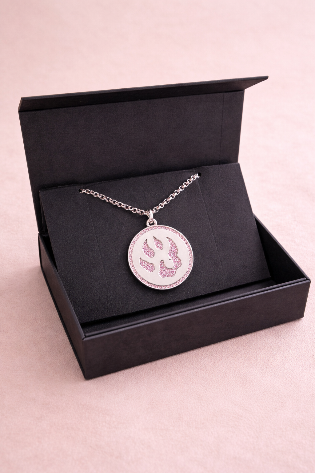 Médaille Malabar Manufacture patte de chien, argent massif, pierres Swarovski full strass