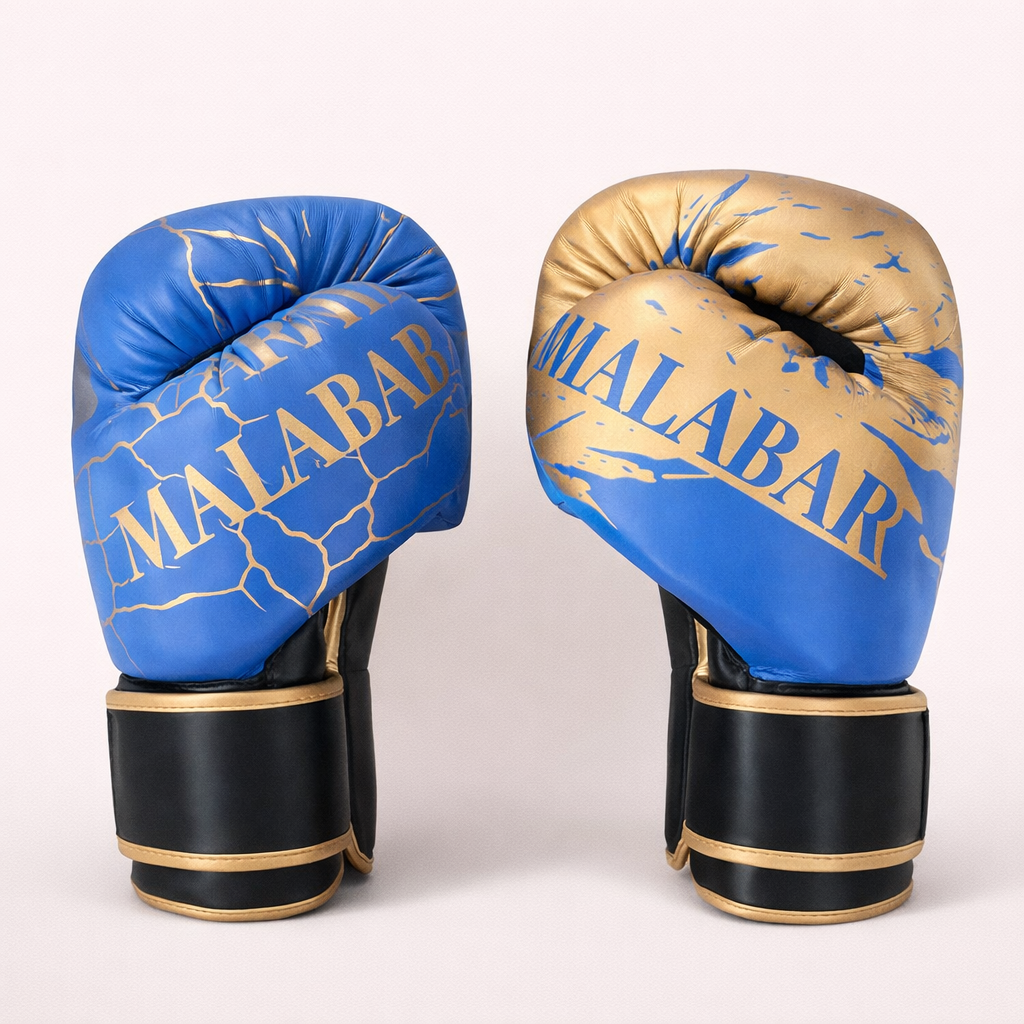 Gants de boxe bleu et or - 2 couleurs de bracelet
