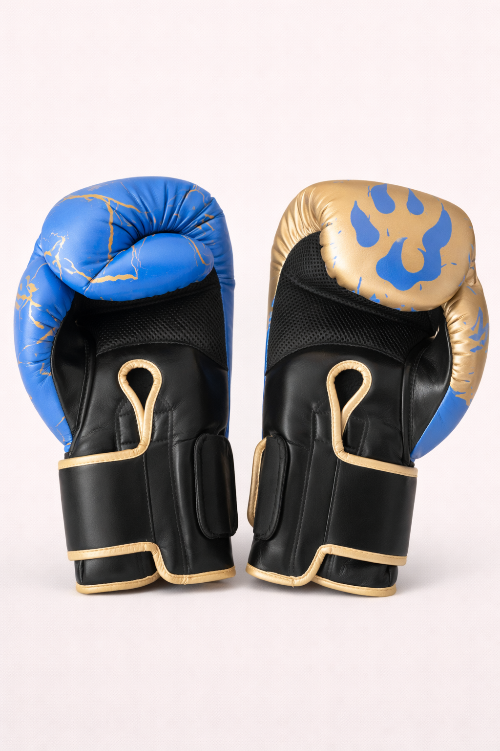 Gants de boxe bleu et or - 2 couleurs de bracelet